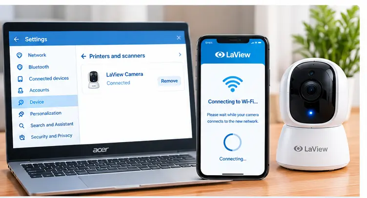 Reconnecting a LaView security camera to a new Wi-Fi